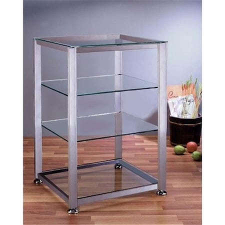 Vti Manufacturing VTI Manufacturing EGR404S 4 Silver Poles 4 Clear Glass Shelves AV Stand EGR404S